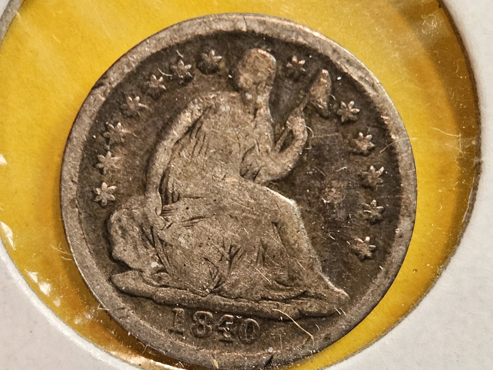 KEY DATE! 1840-O NO Drapery Seated Liberty silver Half-Dime: Looks in Very Good plus