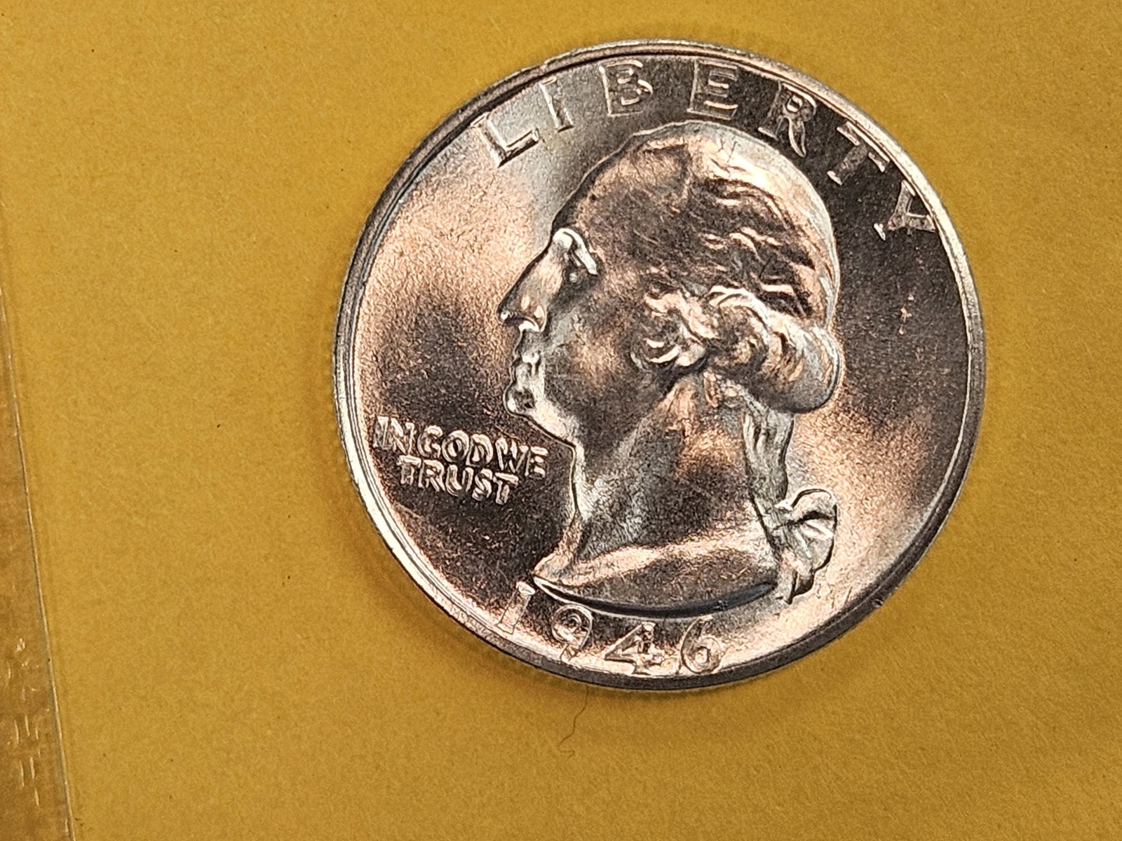 GEM Brilliant Uncirculated 1946-D Washington Quarter: Amazing contrast