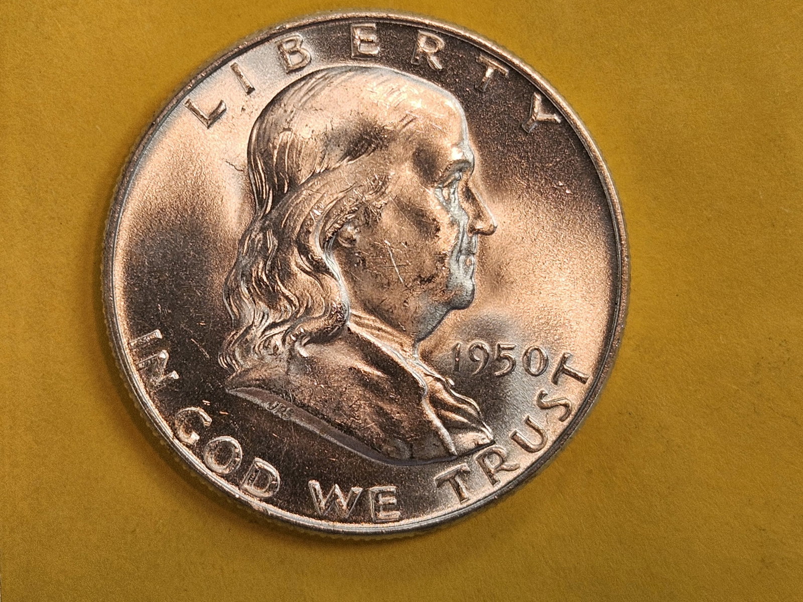 Very Choice Brilliant Uncirculated 1950-D Franklin Silver Half Dollar FBL (1 of 5)