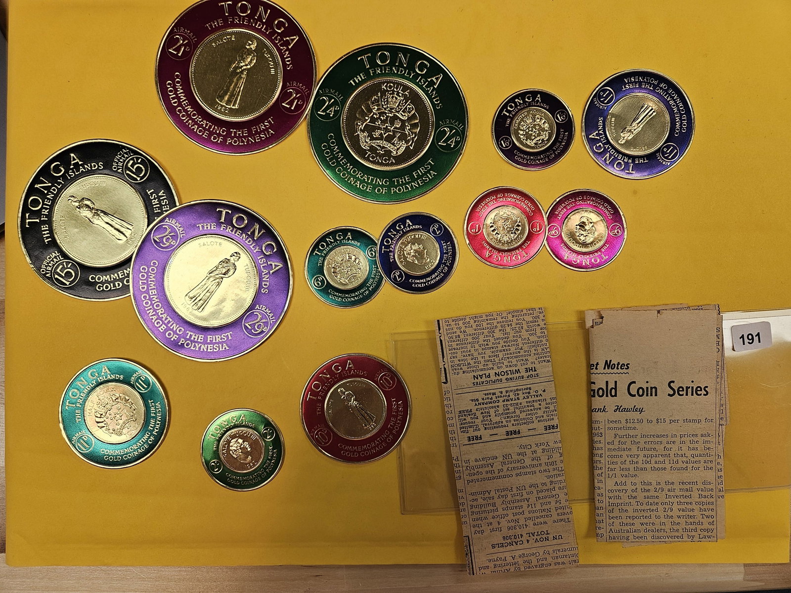 Complete set of Tonga Gold Coin Stamps: Full unused series. Cool set!
