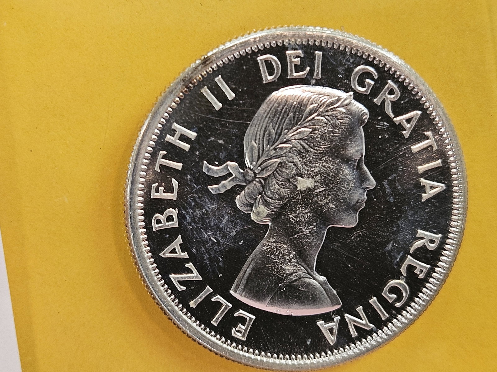 GEM Proof Cameo 1963 Canada silver 50 cents: Light toning starting
