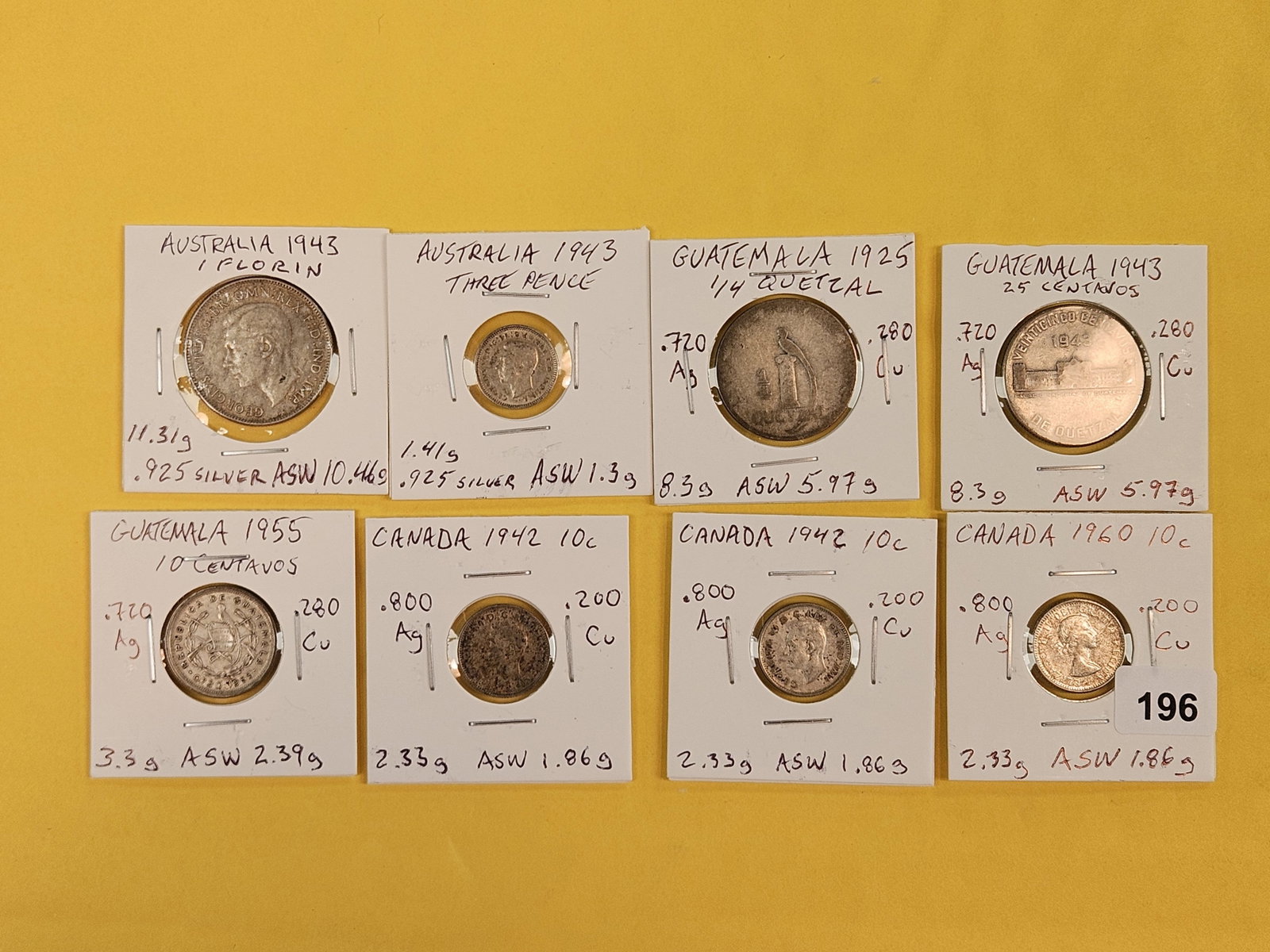 Eight mixed silver World coins (1 of 6)