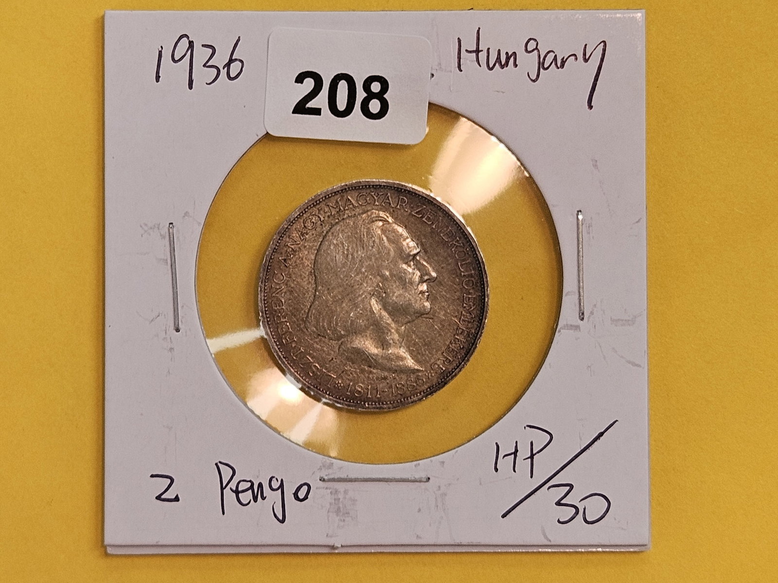 1936 Hungary silver 2 pengo - 2