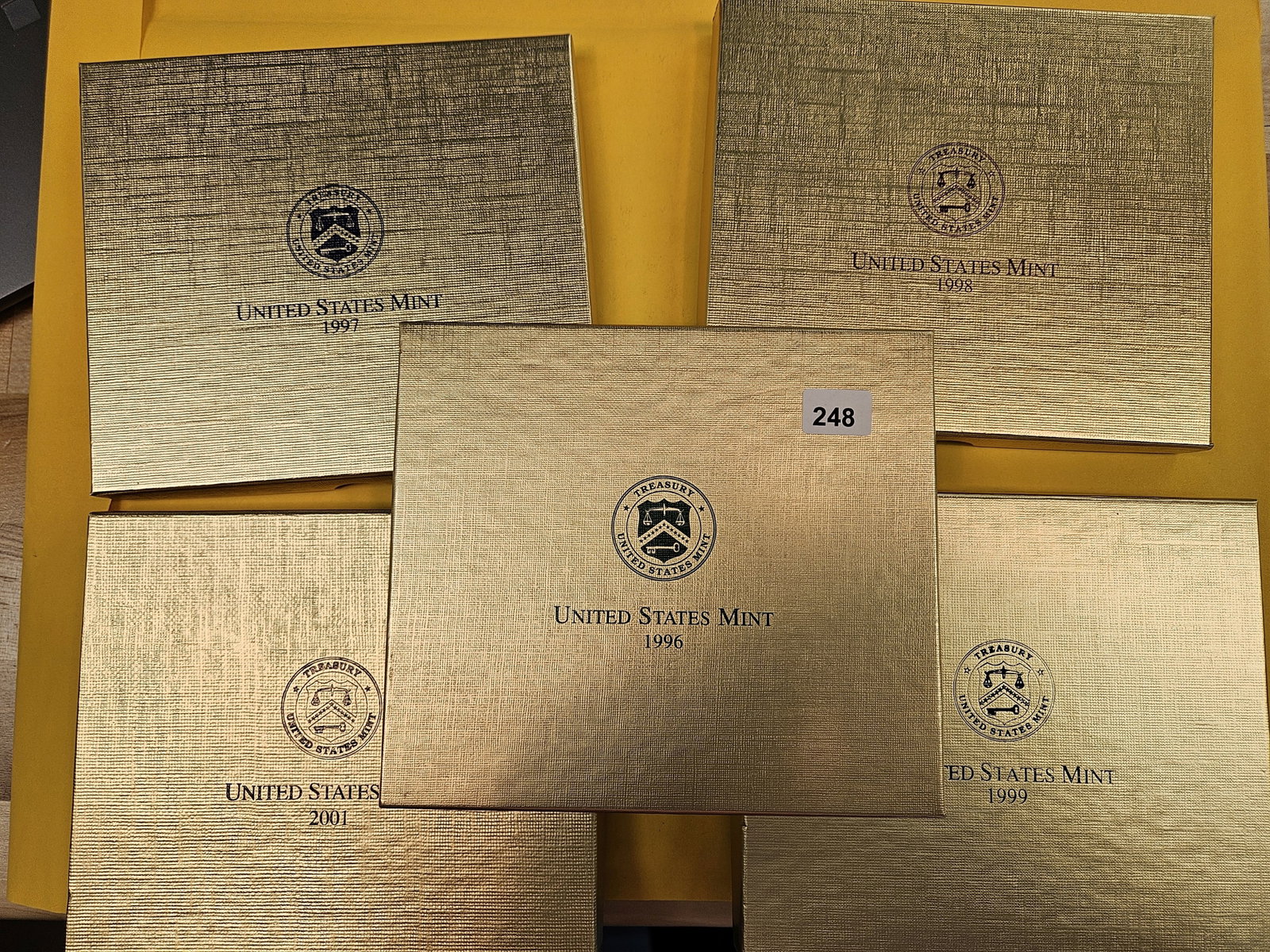 Five US Mint Ornament sets: All in OGP with COAs and coins