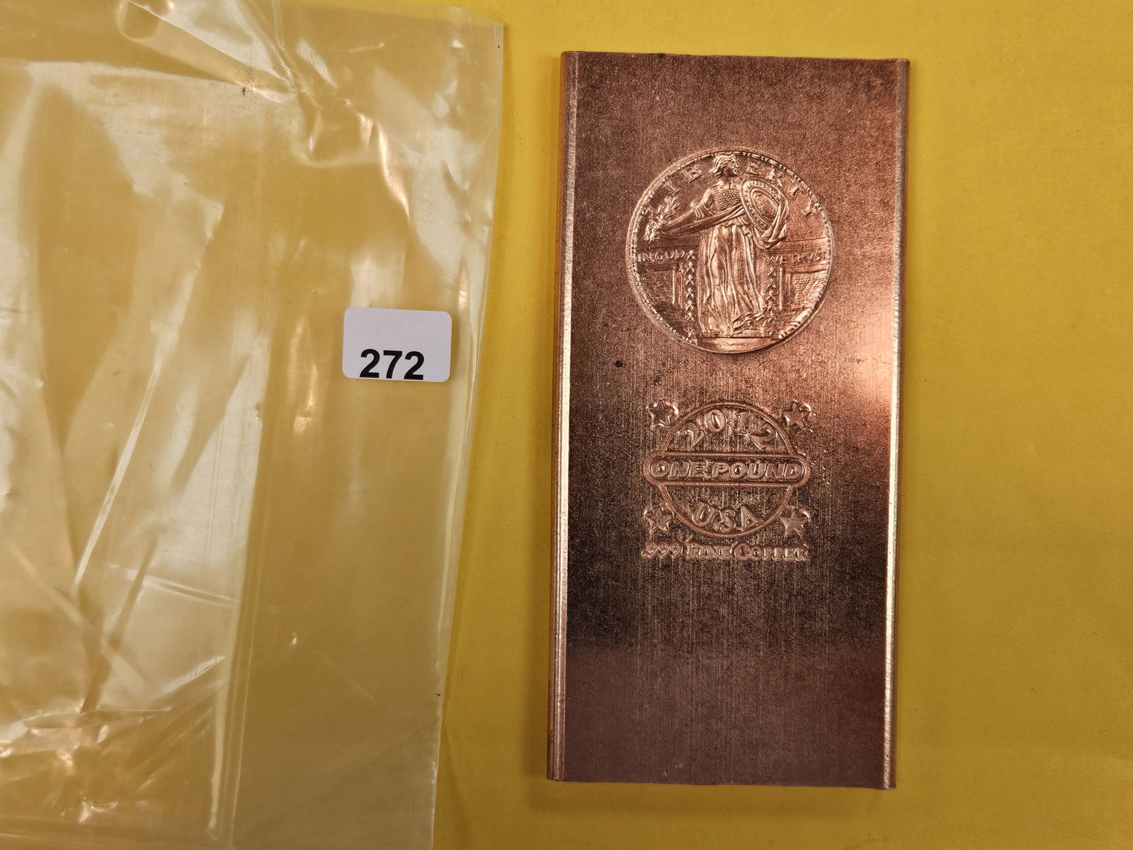 ONE Pound .999 fine Copper Bar: Standing motif