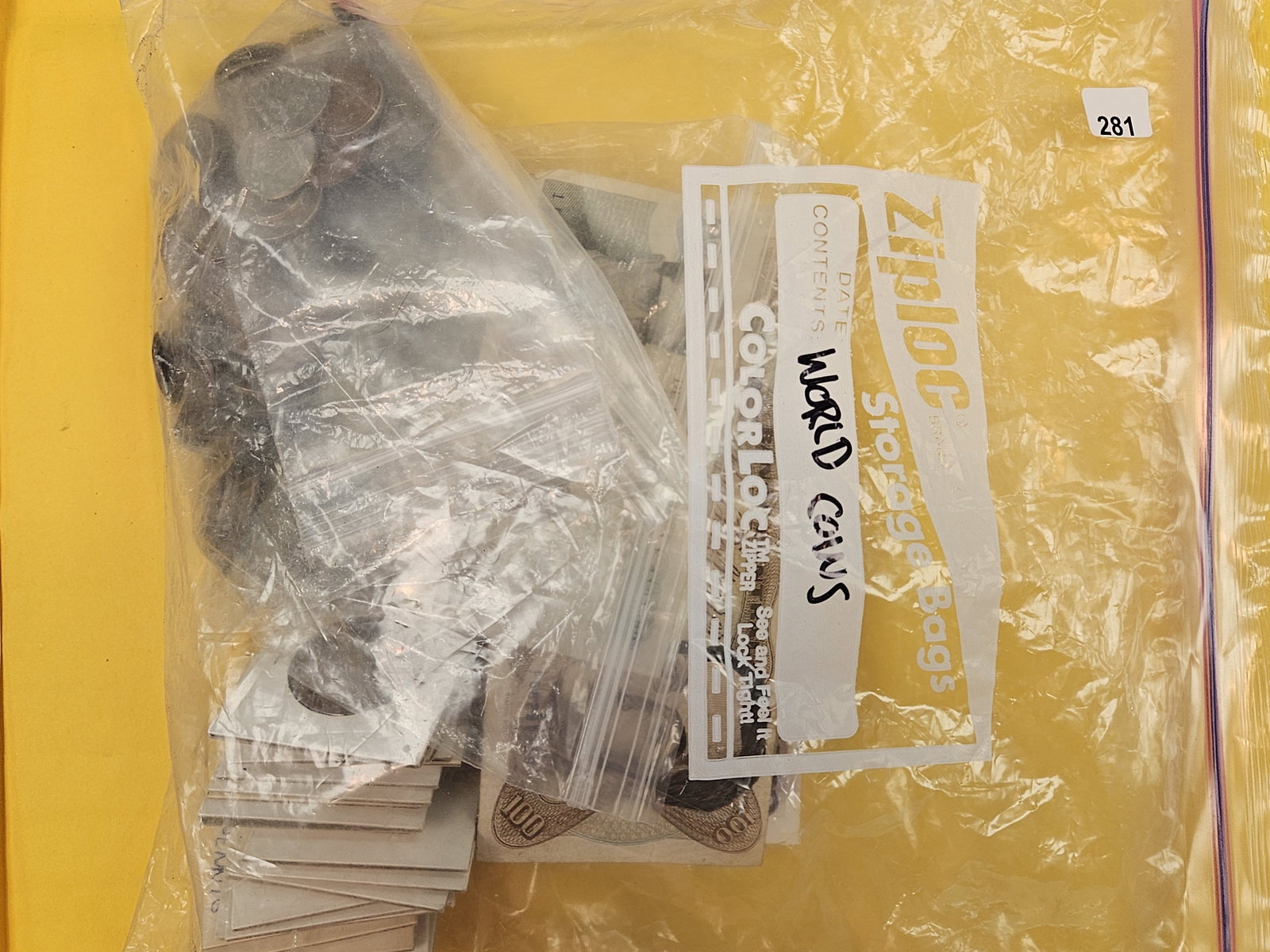 Large Hodge-lodge bag of mixed World coins and World paper: From dealer. Unsearched by us
