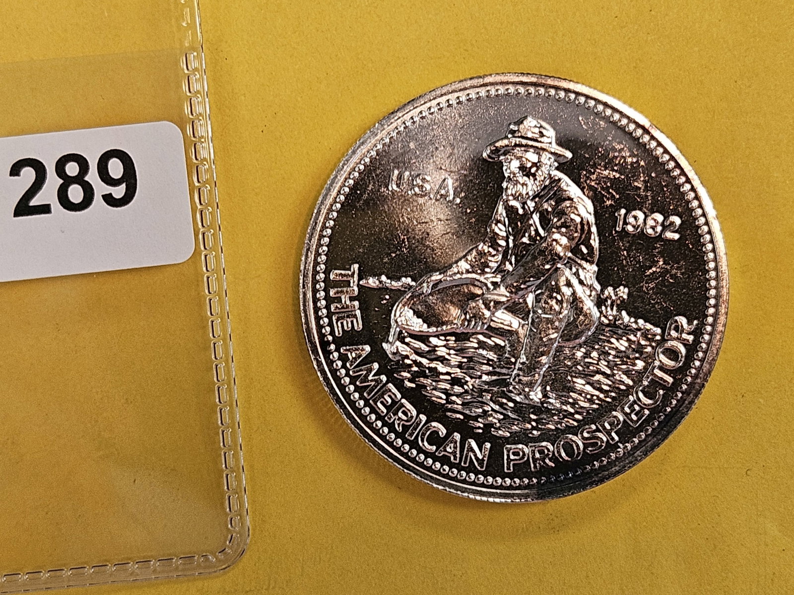 One Troy ounce .999 fine silver round: Englehard. 1982. Prospector