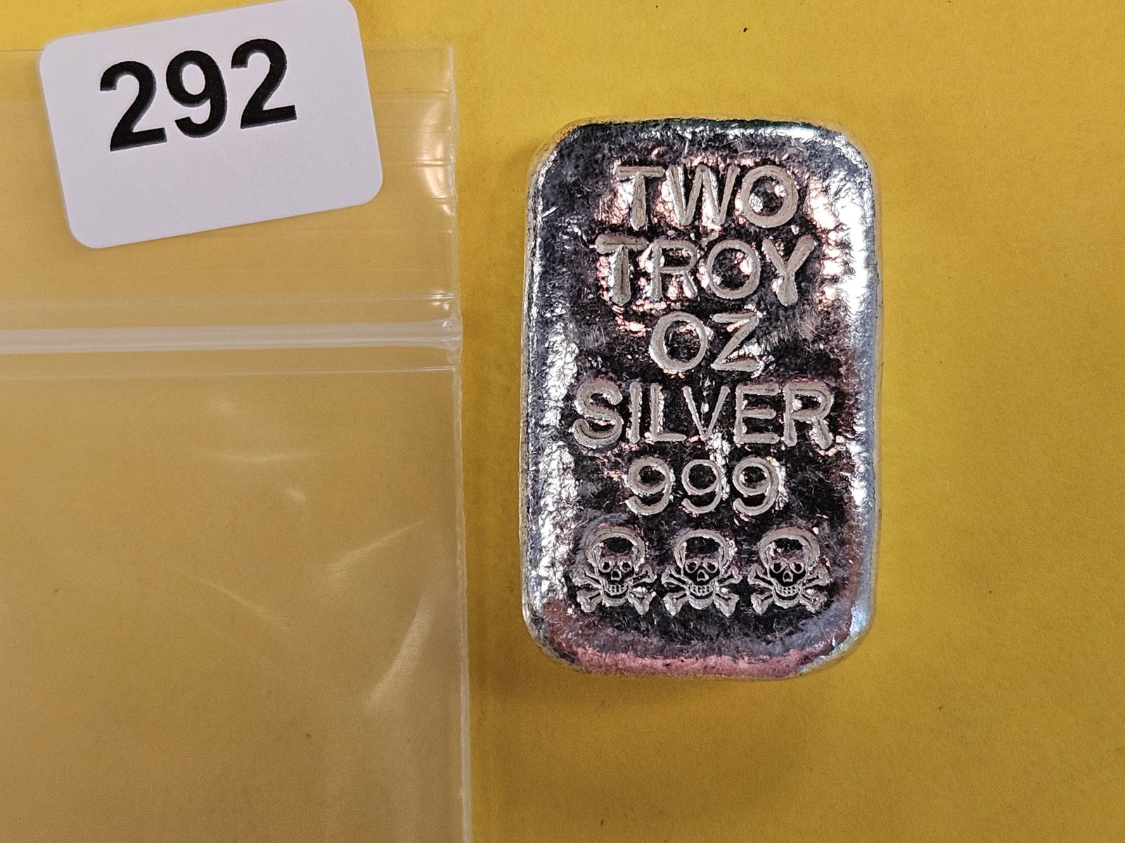 TWO Troy ounce .999 fine silver poured bar (1 of 3)