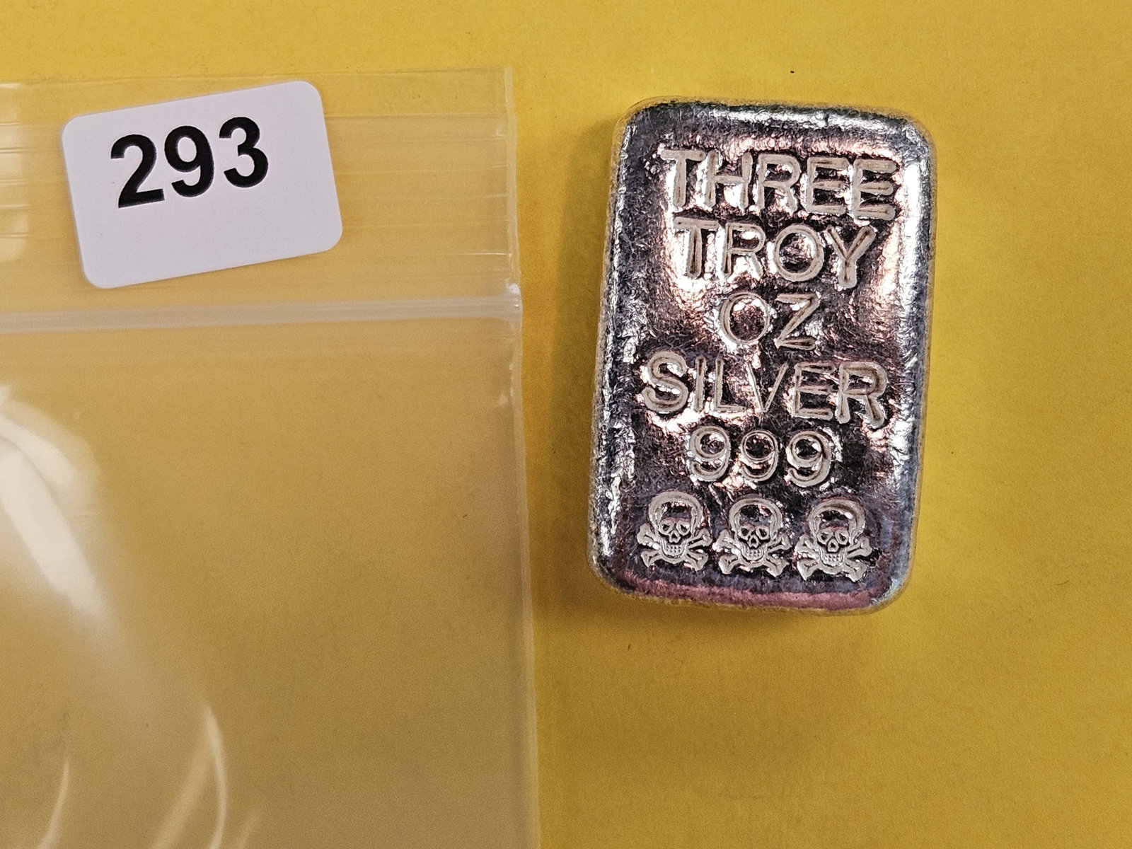 Three Troy ounce .999 fine silver poured bar (1 of 3)