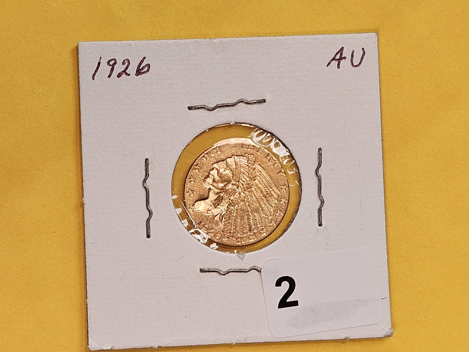 GOLD! Brilliant About Uncirculated plus GOLD 1926 Indian Head $2.5 Dollars - 2