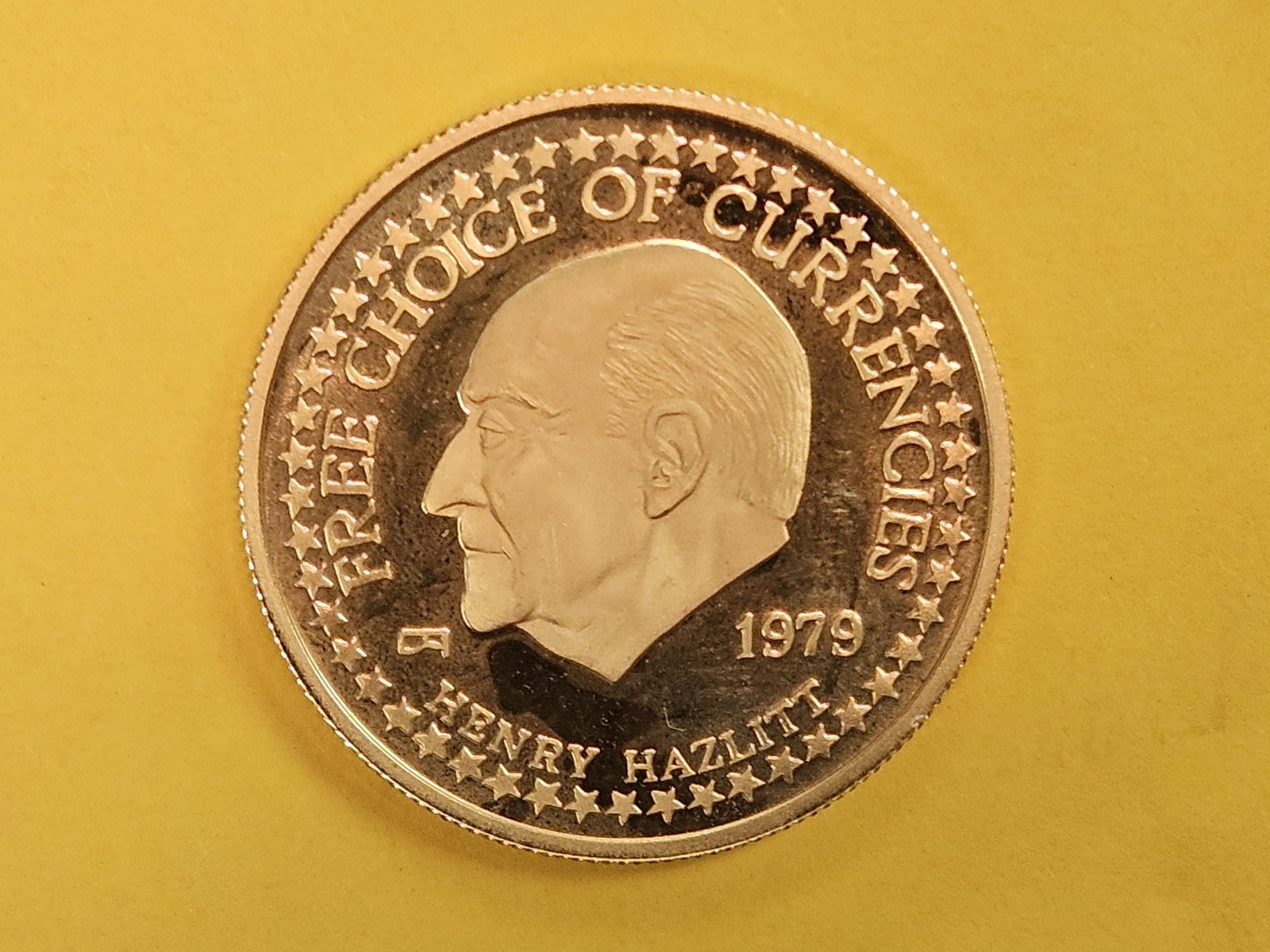 GOLD! RARE! Proof 1979 Henry Hazlitt .999 Fine GOLD $25 - 7
