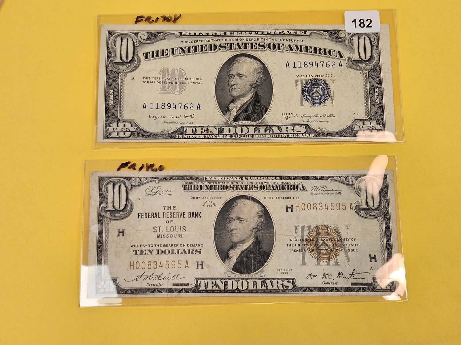 Ten Dollar National Currency and $10 Silver Certificate - 2
