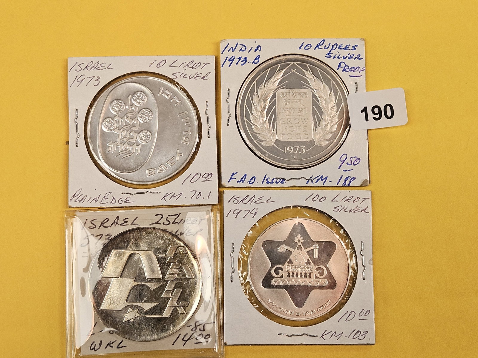 Four mixed, Crown-sized, silver World Coins - 2