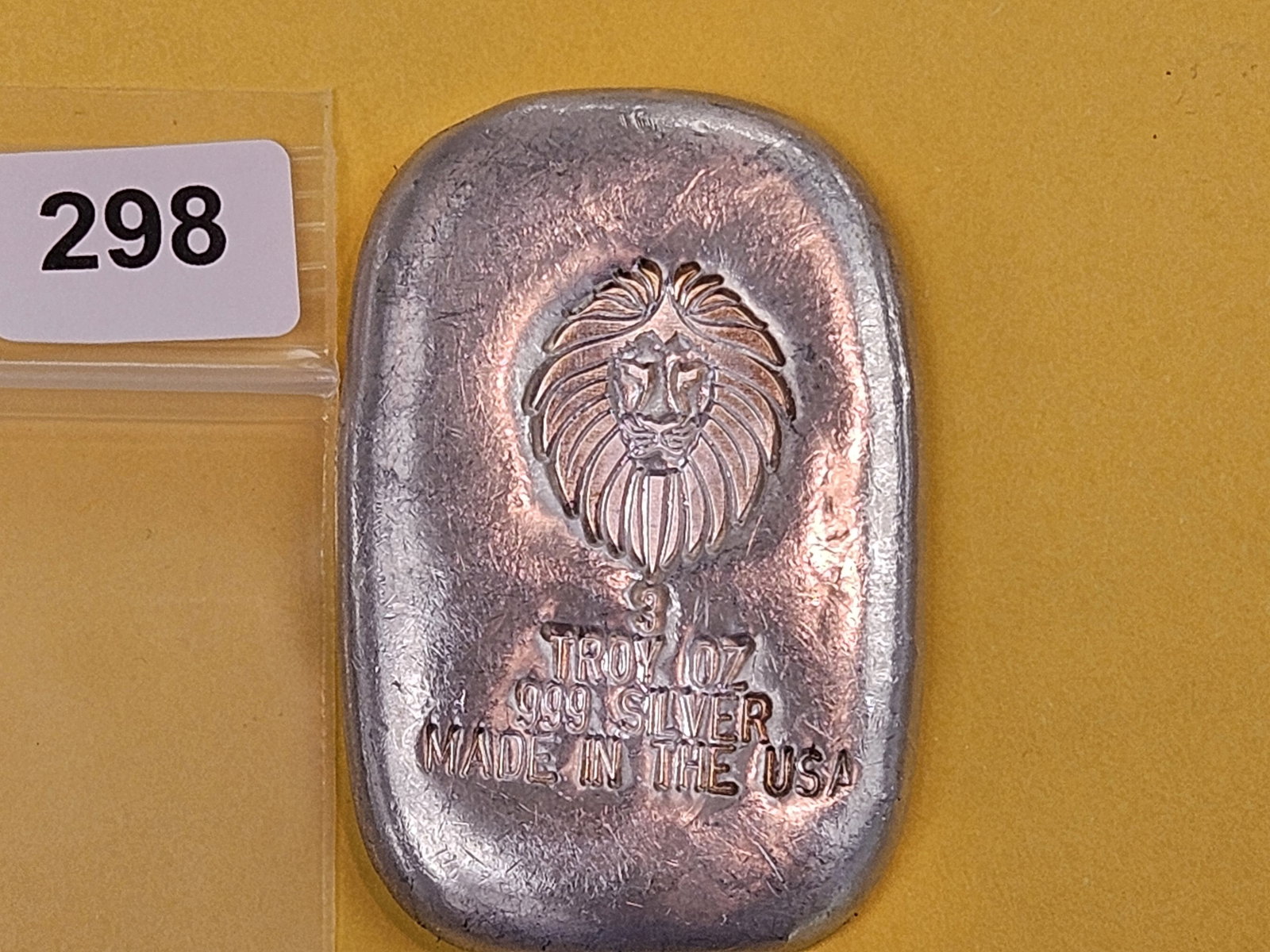 THREE Troy ounce .999 fine silver poured art bar - 2
