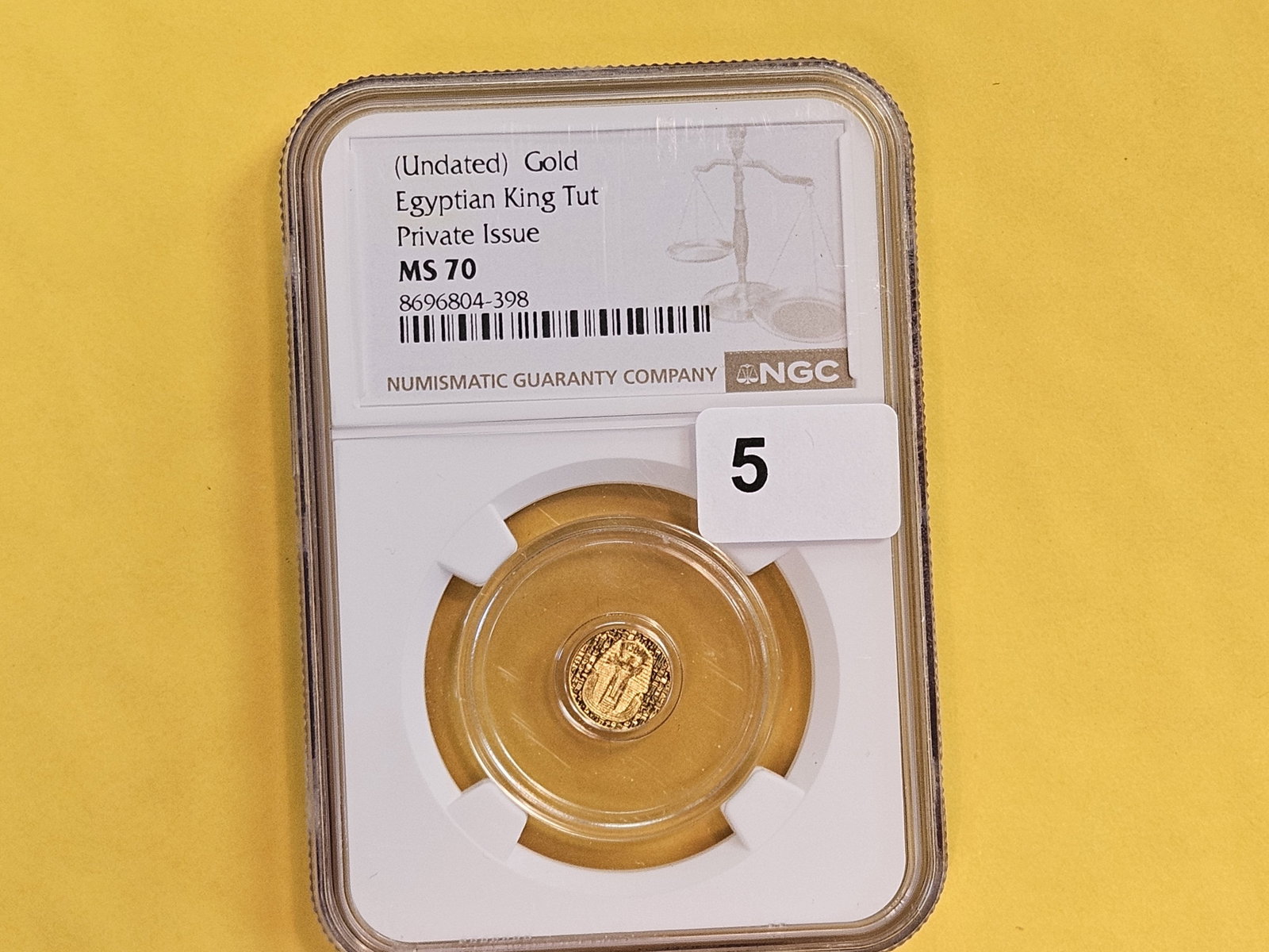 GOLD! PERFECT! NGC undated Gold Egyptian King Tut in Mint State 70 - 2