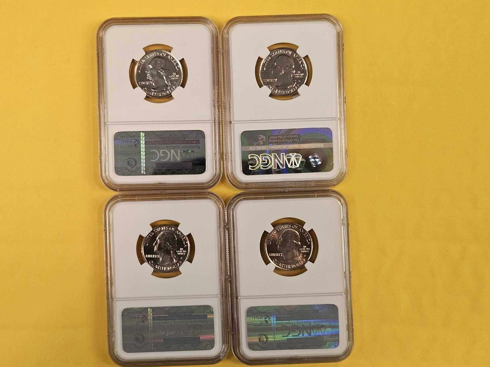 Four Superb GEM NGC-graded Washington Quarters - 2