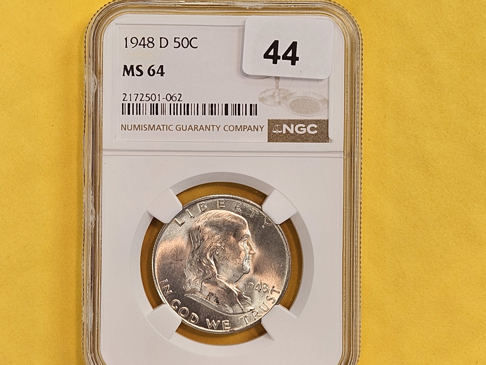 NGC 1948-D Franklin silver Half Dollar in Mint State 64 - 2