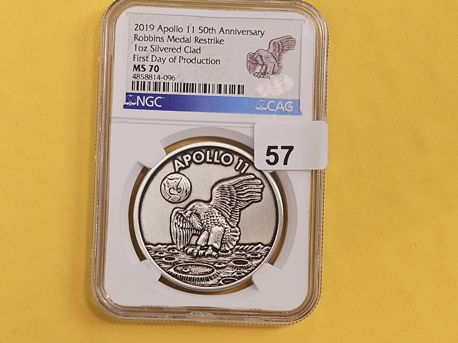 PERFECT! NGC 2019 Apollo 11 50th Anniversary Medal in Mint State 70 - 2