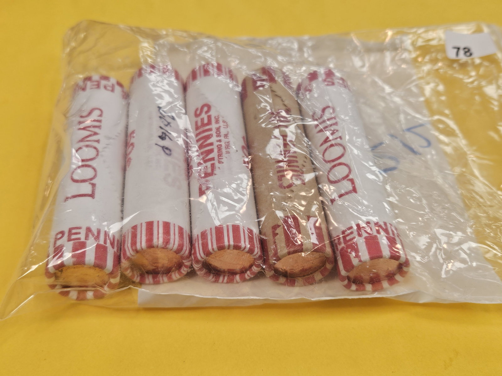 Five Mixed Lincoln Cent Rolls - 2