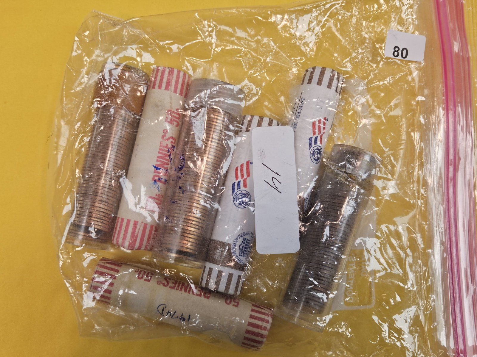 Seven mixed Lincoln Cent Rolls: From dealer. Unopened, unchecked by us