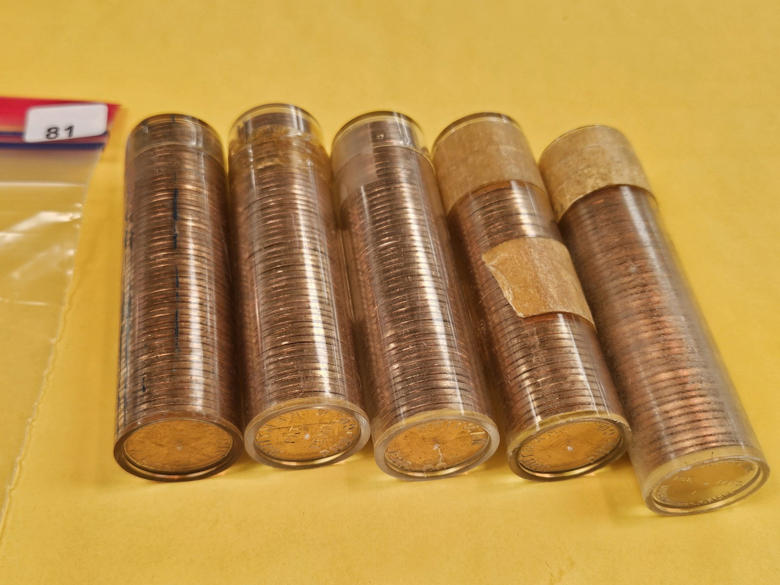 Five mixed Lincoln Cent Rolls - 2