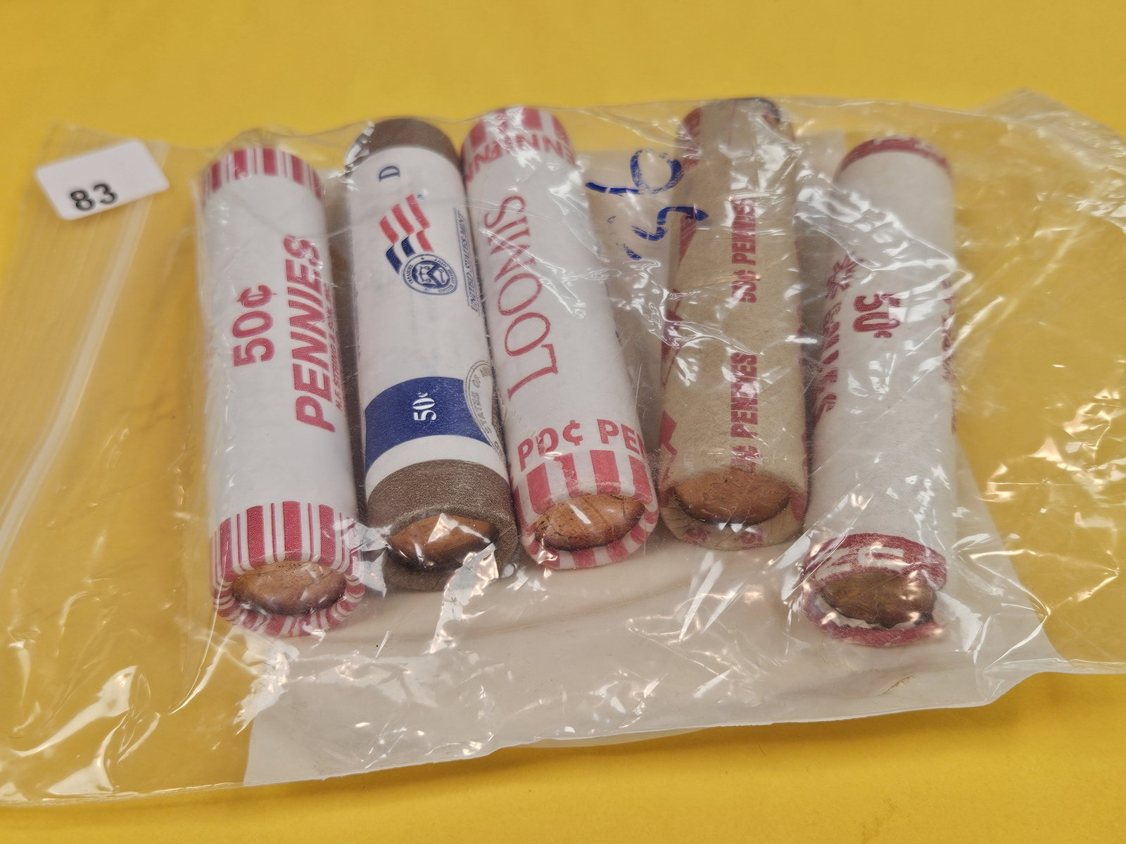 Five Mixed Lincoln Cent Rolls - 2