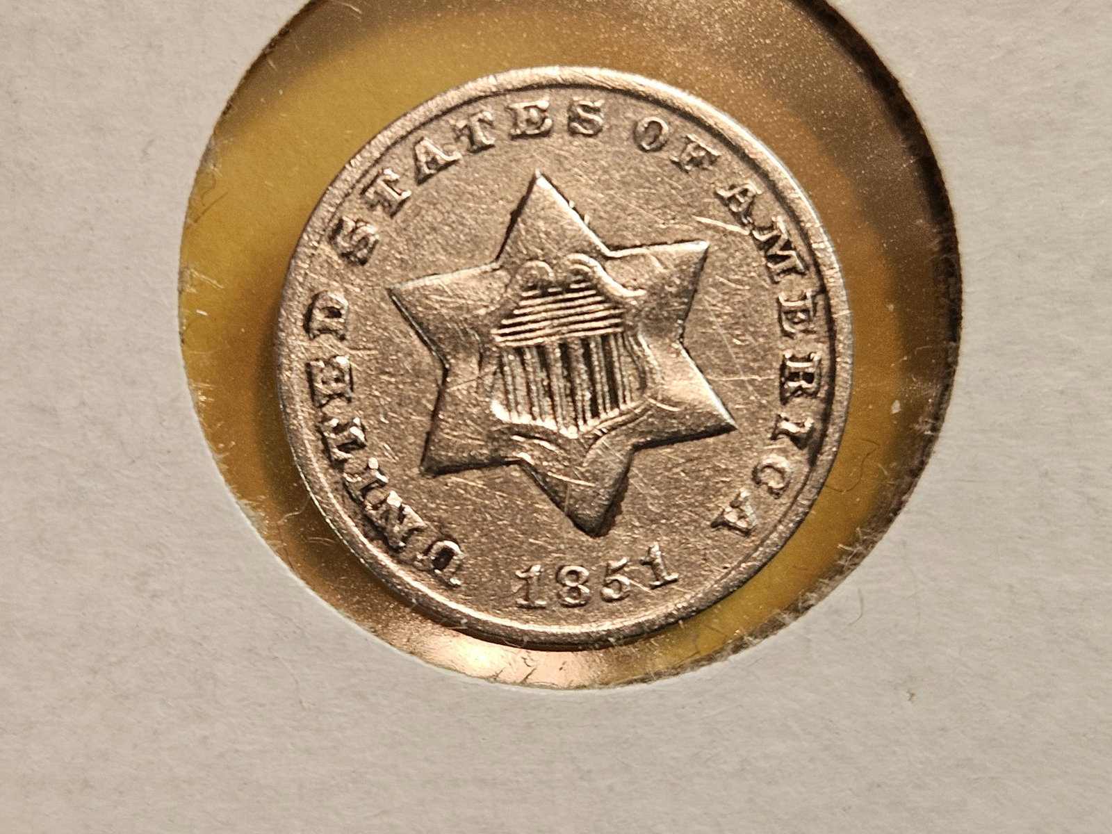 1851 Three Cent Silver Trime: Circulated