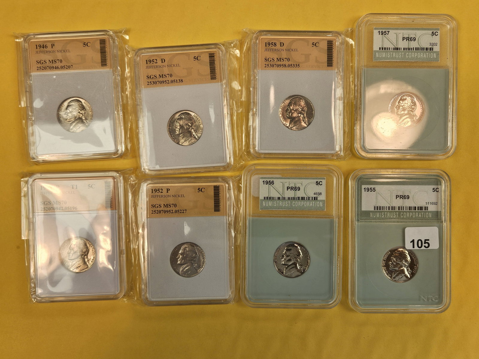 Eight GEM Brilliant Uncirculated Jefferson Nickels (1 of 7)