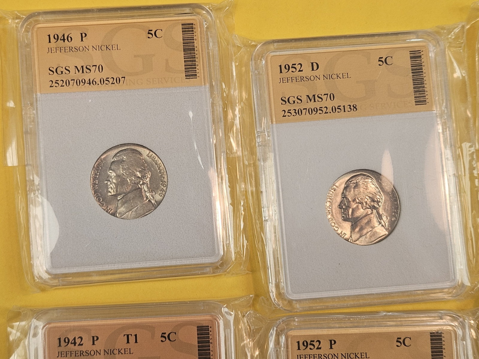 Eight GEM Brilliant Uncirculated Jefferson Nickels - 2