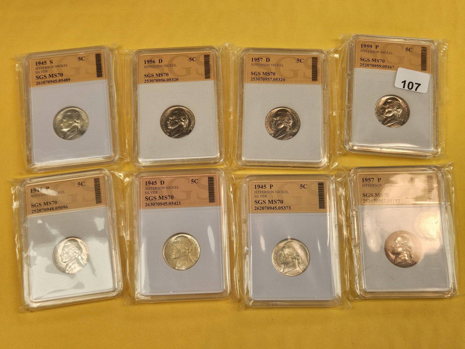 Six GEM Brilliant Uncirculated Jefferson Nickels - 2