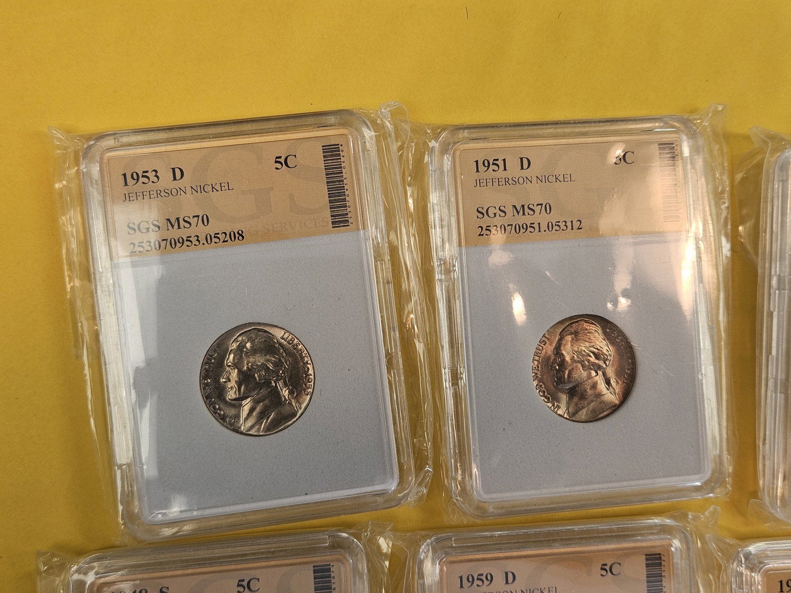Eight GEM Brilliant Uncirculated Jefferson Nickels - 2