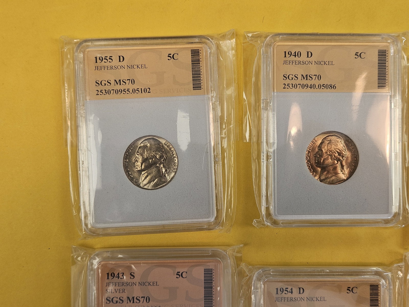 Eight GEM Brilliant Uncirculated Jefferson Nickels - 2
