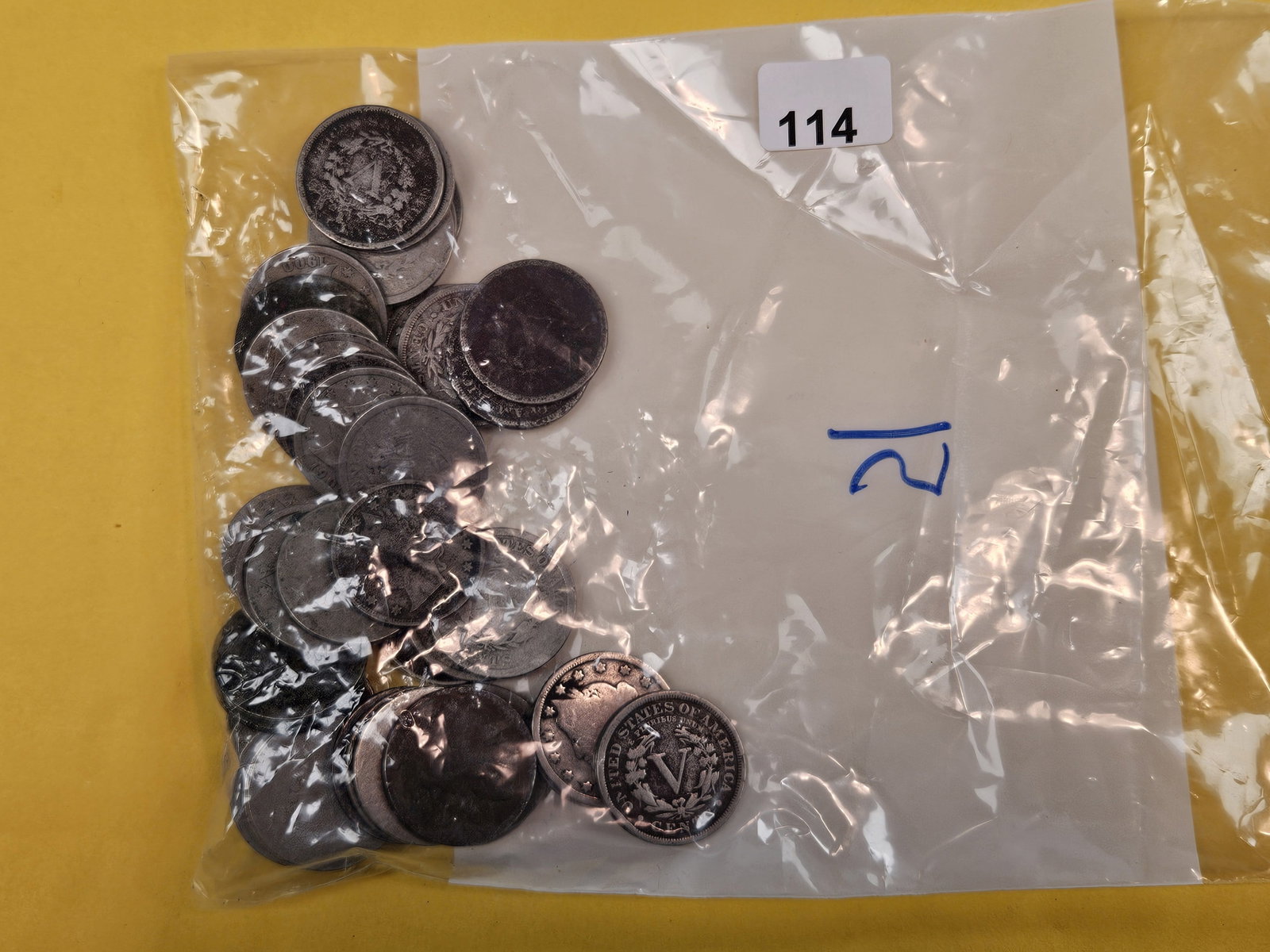 Forty mixed Liberty "V" Nickels: From dealer. Unchecked by us