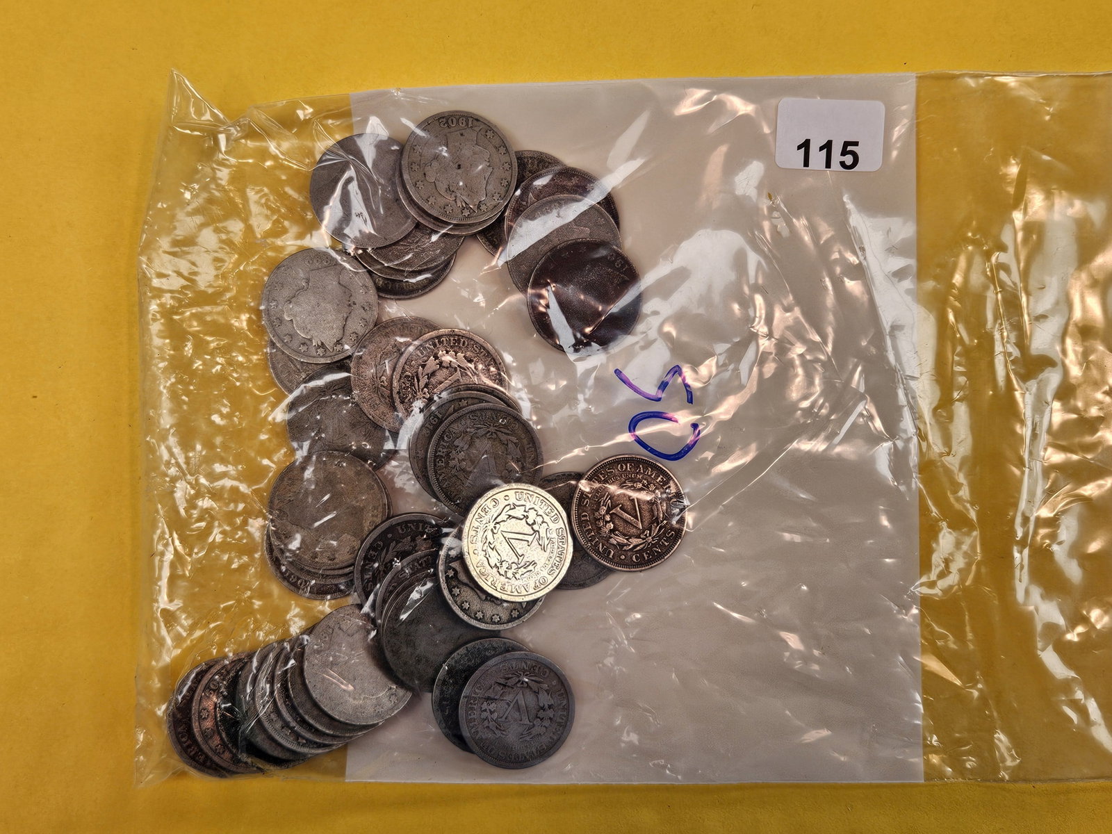 Forty mixed Liberty "V" Nickels: From dealer. Unchecked by us