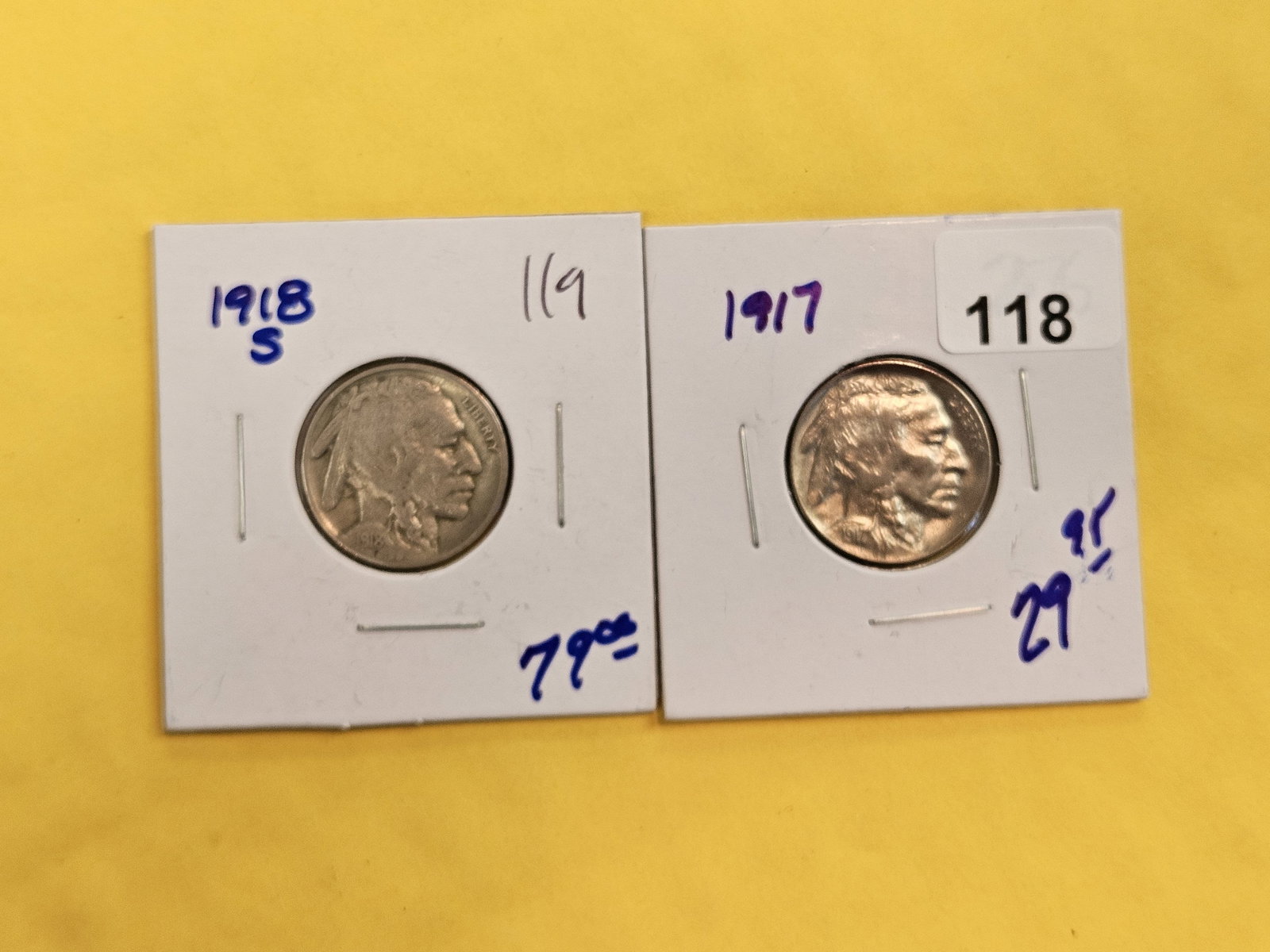 Two better Date Buffalo Nickels: 1918-S and 1917