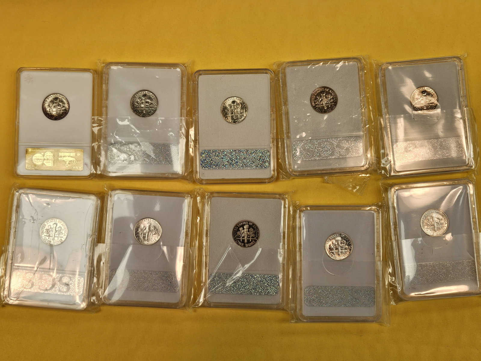 Nice mix of ten GEM Brilliant Uncirculated Roosevelt Dimes - 9
