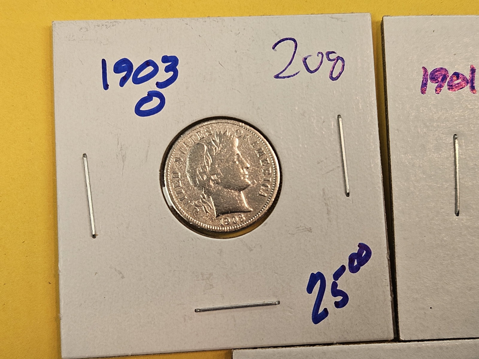 Three Barber silver Dimes - 2