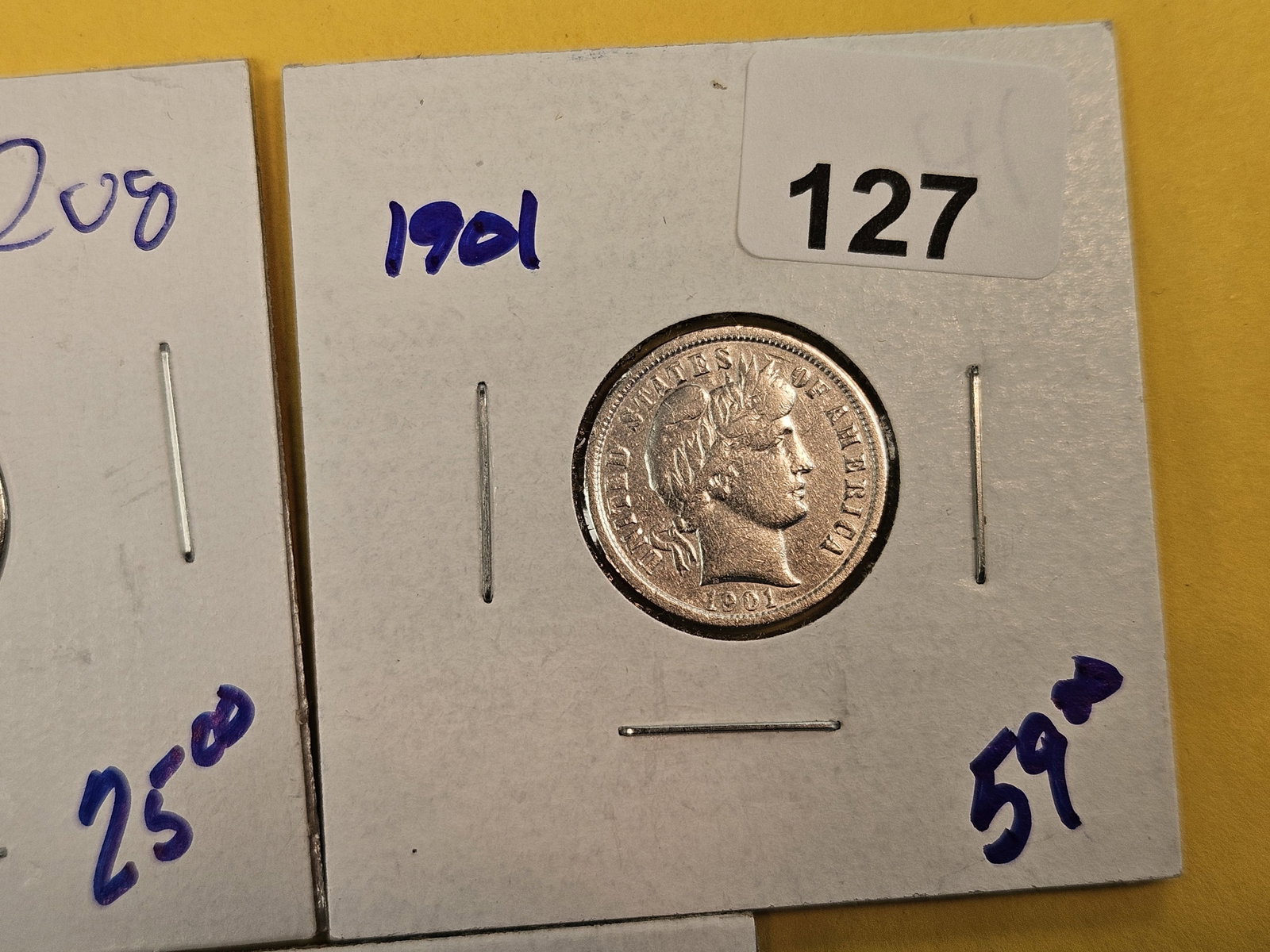 Three Barber silver Dimes - 3