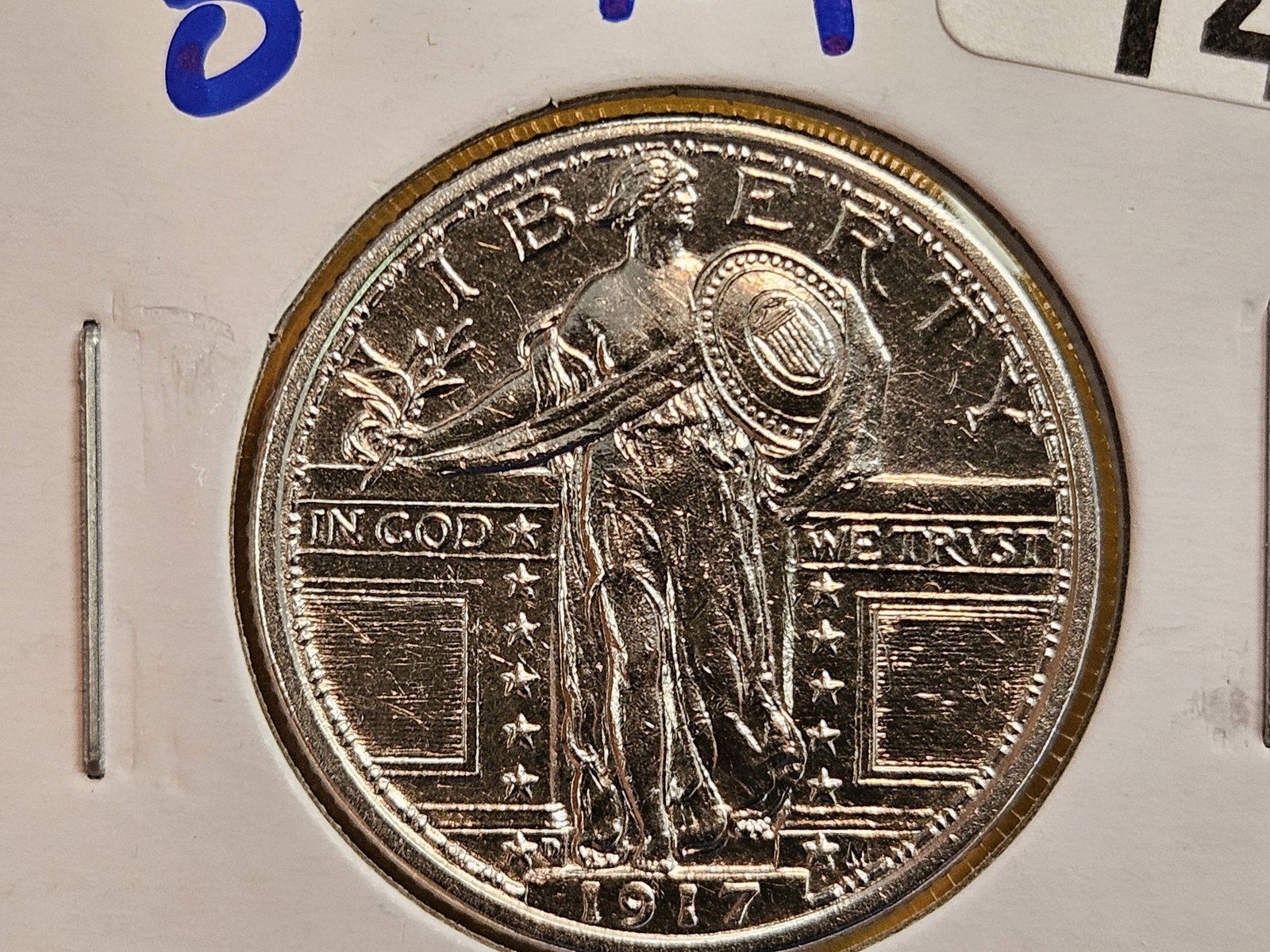 Bright 1917-D Type 1 Standing Liberty Quarter: Looks Uncirculated - details