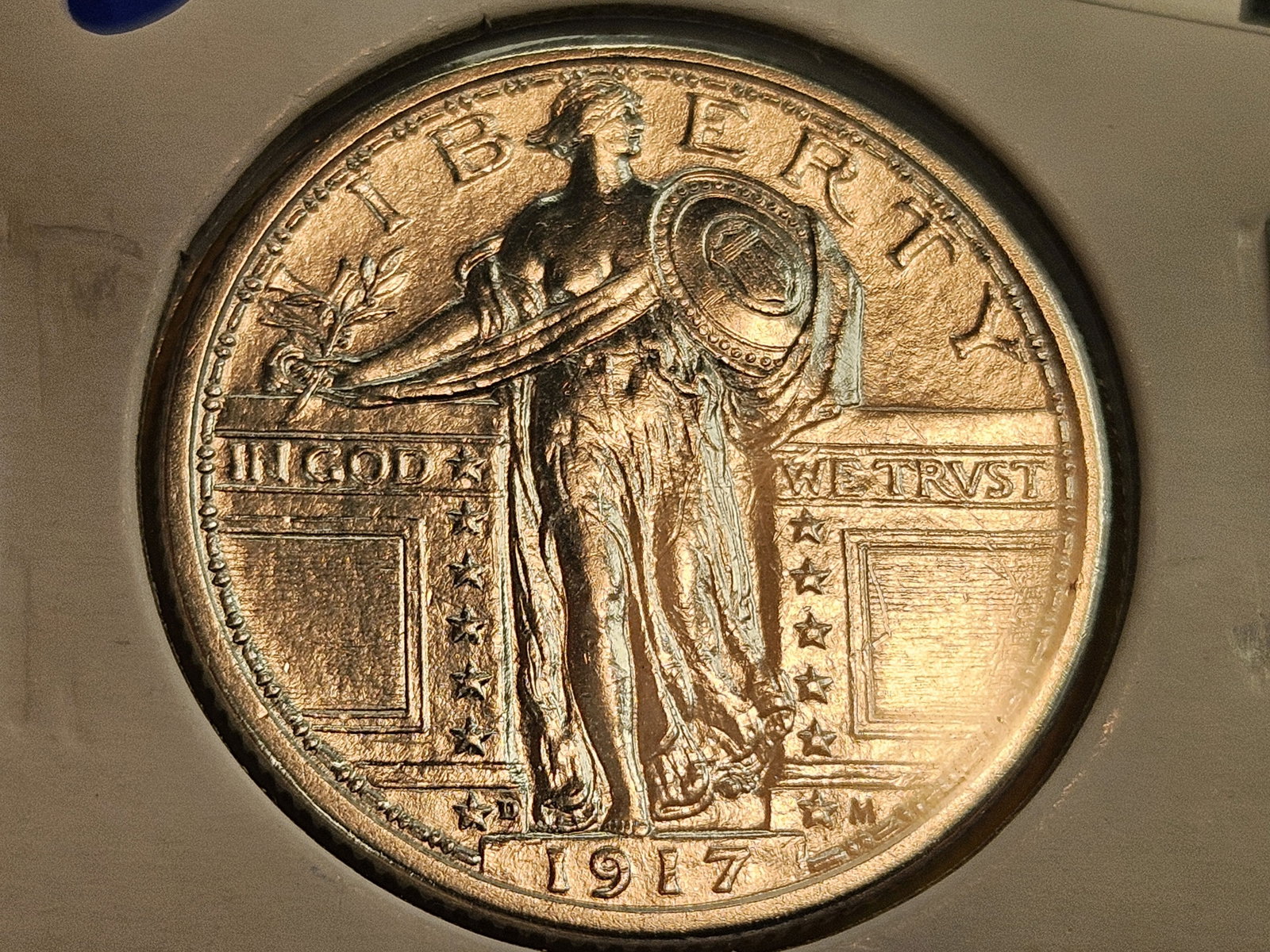 Bright 1917-D Type 1 Standing Liberty Quarter - 3