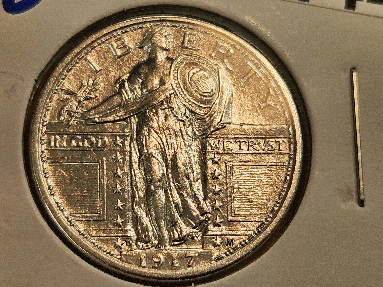Bright 1917-D Type 1 Standing Liberty Quarter - 4