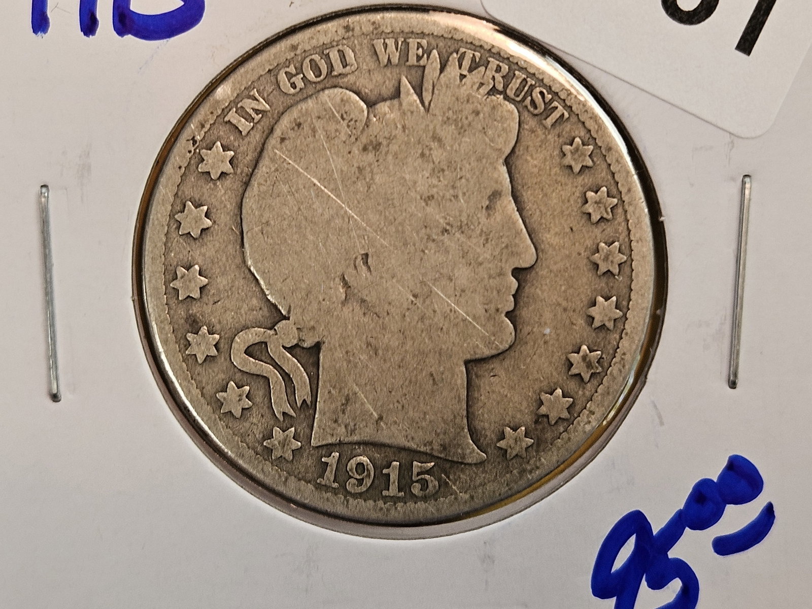 Semi-Key 1915 Barber Half Dollar: Circulated
