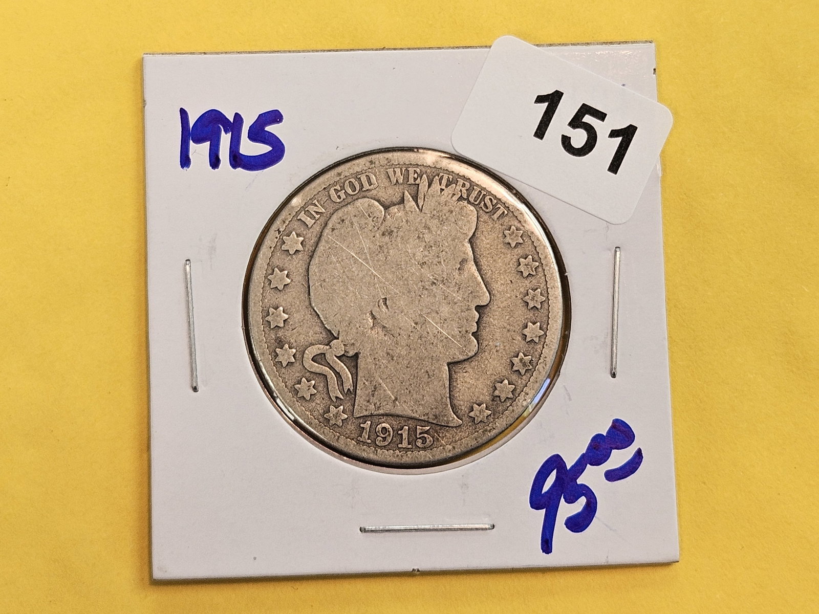 Semi-Key 1915 Barber Half Dollar - 2