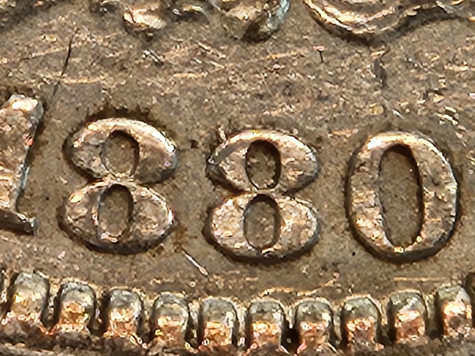 Variety! 1880 8/7 Morgan Dollar in About Uncirculated plus - 3