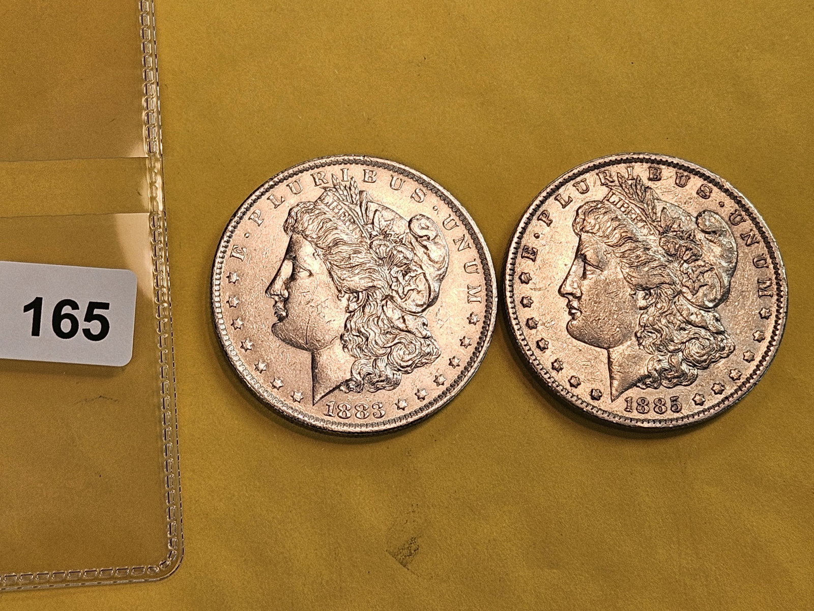 Two About Uncirculated plus Morgan silver Dollars - 2
