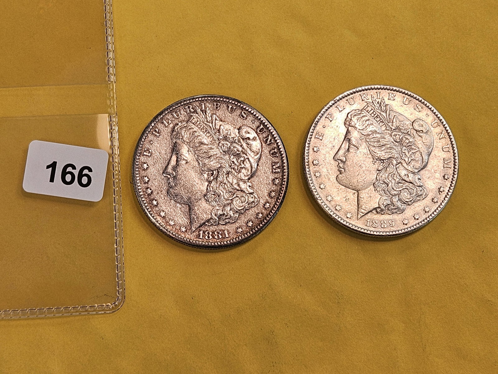 Two About Uncirculated plus Morgan silver Dollars - 2