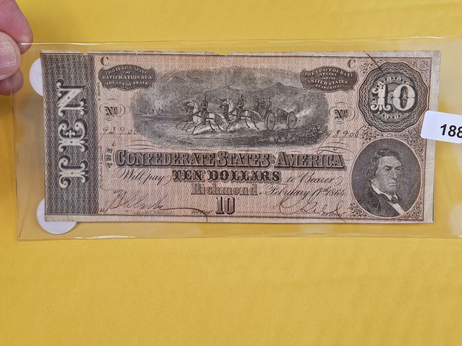 1864 Confederate States of American Ten Dollars - 2