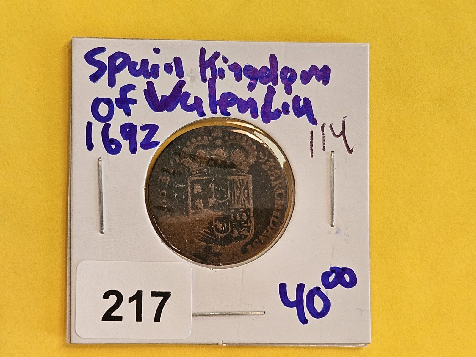 1692 Spanish Kingdom of Valencia copper coin - 2