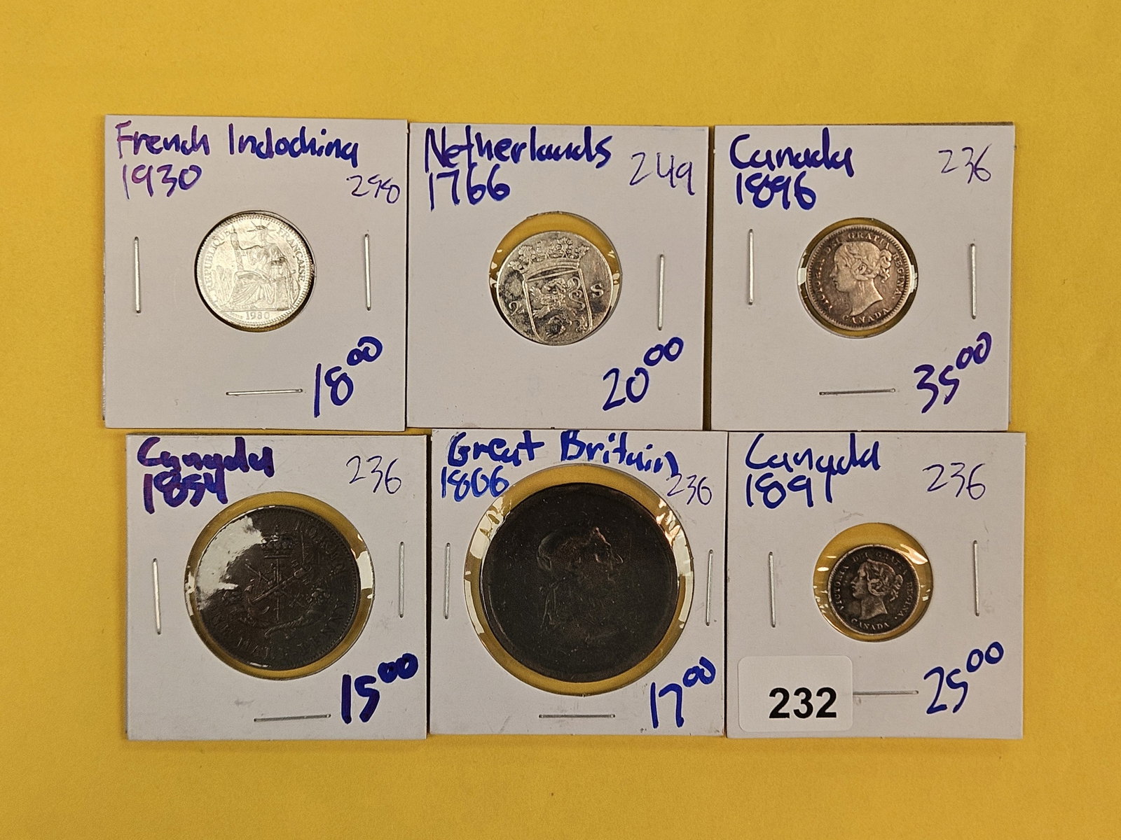 Six, little better, nice, mixed, World Coin: 1700, 1800 and 1900's