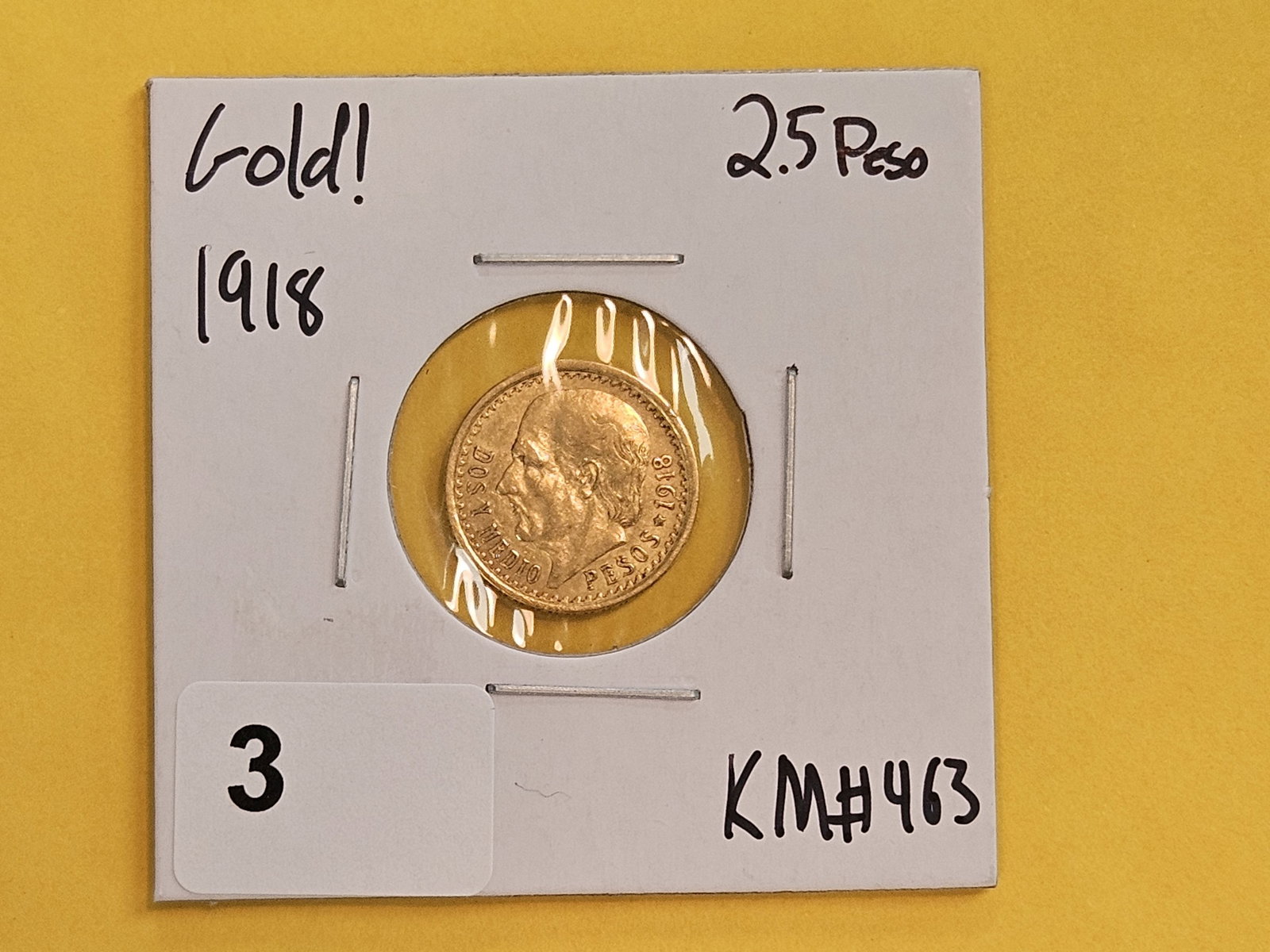 GOLD! Brilliant About Uncirculated plus 1918 Mexico Gold 2.5 pesos - 2